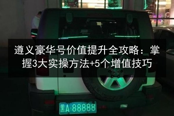 遵义豪华号价值提升全攻略：掌握3大实操方法+5个增值技巧 第2张
