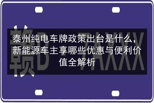 泰州纯电车牌政策出台是什么，新能源车主享哪些优惠与便利价值全解析