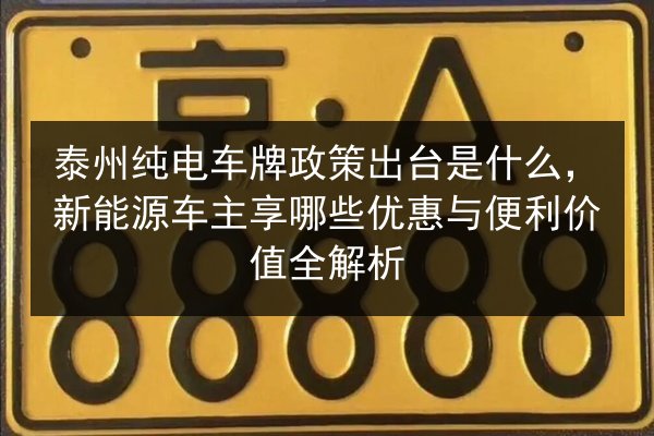 泰州纯电车牌政策出台是什么,新能源车主享哪些优惠与便利价值全解析 第2张 泰州纯电车牌政策出台是什么,新能源车主享哪些优惠与便利价值全解析 第2张