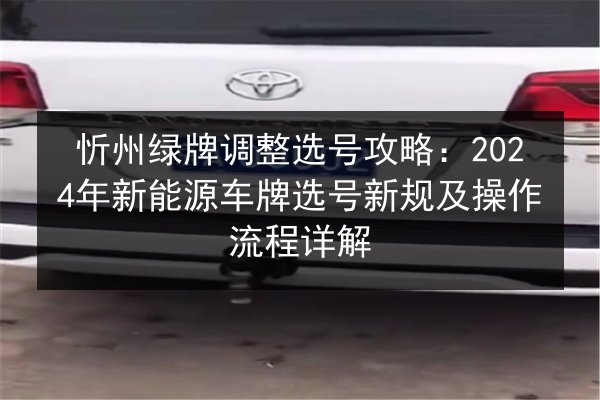 忻州绿牌调整选号攻略：2024年新能源车牌选号新规及操作流程详解