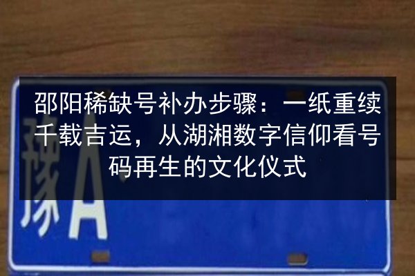 邵阳稀缺号补办步骤：一纸重续千载吉运，从湖湘数字信仰看号码再生的文化仪式 第3张