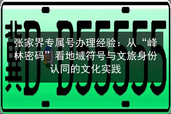 张家界专属号办理经验：从“峰林密码”看地域符号与文旅身份认同的文化实践 第2张