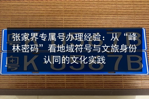 张家界专属号办理经验：从“峰林密码”看地域符号与文旅身份认同的文化实践 第3张