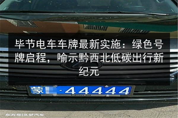 毕节电车车牌最新实施：绿色号牌启程，喻示黔西北低碳出行新纪元 第2张