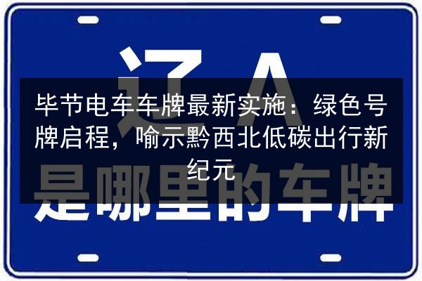 毕节电车车牌最新实施：绿色号牌启程，喻示黔西北低碳出行新纪元 第3张