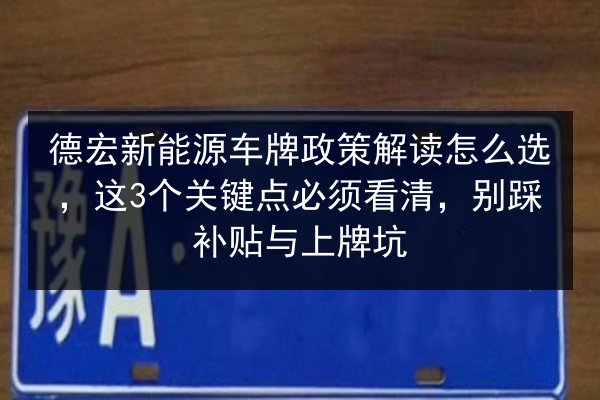 德宏新能源车牌政策解读怎么选,这3个关键点必须看清,别踩补贴与上牌坑 第3张 德宏新能源车牌政策解读怎么选,这3个关键点必须看清,别踩补贴与上牌坑 第3张