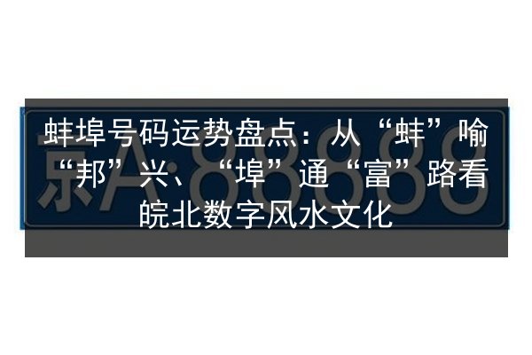 蚌埠号码运势盘点：从“蚌”喻“邦”兴、“埠”通“富”路看皖北数字风水文化 第1张