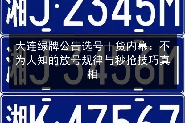 大连绿牌公告选号干货内幕：不为人知的放号规律与秒抢技巧真相