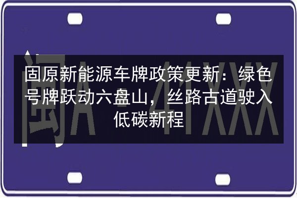 固原新能源车牌政策更新：绿色号牌跃动六盘山，丝路古道驶入低碳新程
