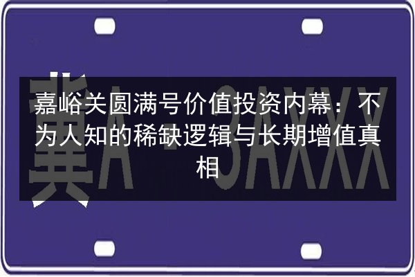 嘉峪关圆满号价值投资内幕：不为人知的稀缺逻辑与长期增值真相