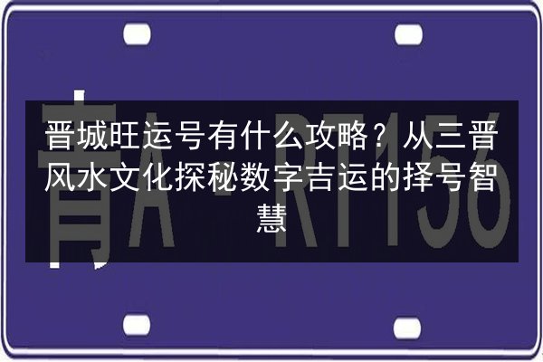 晋城旺运号有什么攻略？从三晋风水文化探秘数字吉运的择号智慧 第2张