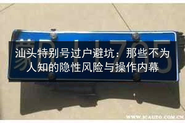 汕头特别号过户避坑：那些不为人知的隐性风险与操作内幕 第1张