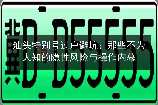 汕头特别号过户避坑：那些不为人知的隐性风险与操作内幕 第3张