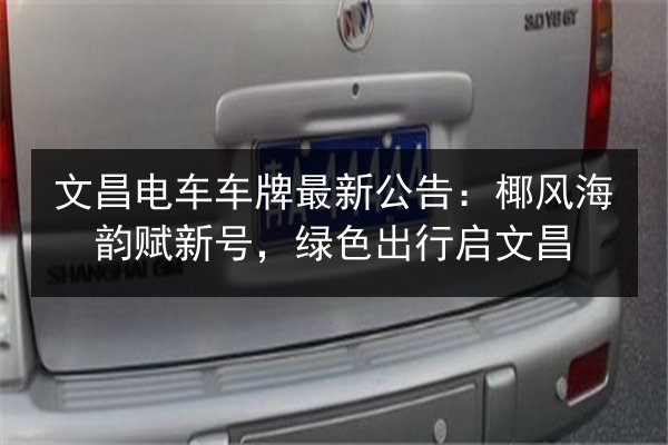 文昌电车车牌最新公告：椰风海韵赋新号，绿色出行启文昌