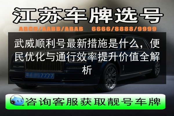 武威顺利号最新措施是什么,便民优化与通行效率提升价值全解析 第2张 武威顺利号最新措施是什么,便民优化与通行效率提升价值全解析 第2张
