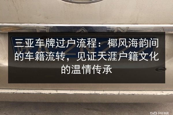 三亚车牌过户流程:椰风海韵间的车籍流转,见证天涯户籍文化的温情传承 第2张 三亚车牌过户流程:椰风海韵间的车籍流转,见证天涯户籍文化的温情传承 第2张