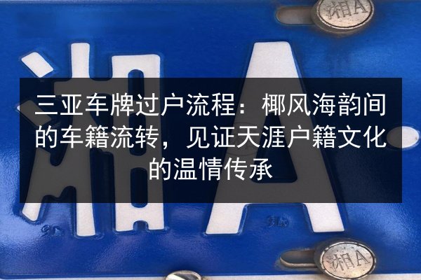 三亚车牌过户流程:椰风海韵间的车籍流转,见证天涯户籍文化的温情传承 第3张 三亚车牌过户流程:椰风海韵间的车籍流转,见证天涯户籍文化的温情传承 第3张