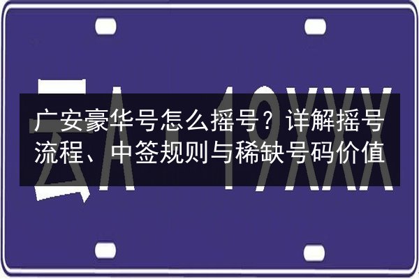 广安豪华号怎么摇号？详解摇号流程、中签规则与稀缺号码价值 第2张