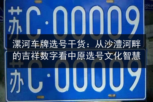 漯河车牌选号干货:从沙澧河畔的吉祥数字看中原选号文化智慧 第2张 漯河车牌选号干货:从沙澧河畔的吉祥数字看中原选号文化智慧 第2张