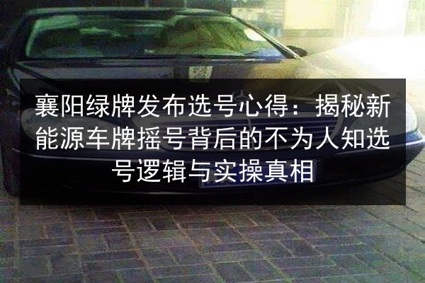 襄阳绿牌发布选号心得：揭秘新能源车牌摇号背后的不为人知选号逻辑与实操真相