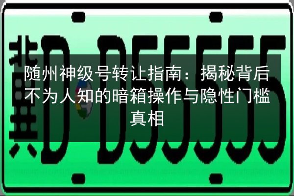 随州神级号转让指南:揭秘背后不为人知的暗箱操作与隐性门槛真相 第3张 随州神级号转让指南:揭秘背后不为人知的暗箱操作与隐性门槛真相 第3张