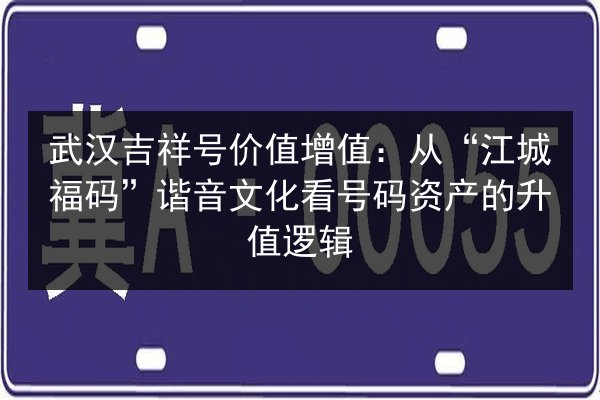武汉吉祥号价值增值：从“江城福码”谐音文化看号码资产的升值逻辑