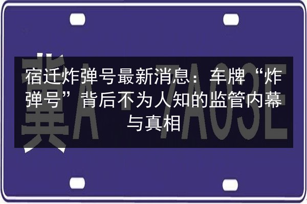 宿迁炸弹号最新消息:车牌“炸弹号”背后不为人知的监管内幕与真相 第3张 宿迁炸弹号最新消息:车牌“炸弹号”背后不为人知的监管内幕与真相 第3张