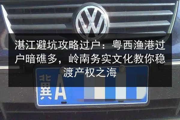 湛江避坑攻略过户:粤西渔港过户暗礁多,岭南务实文化教你稳渡产权之海 第3张 湛江避坑攻略过户:粤西渔港过户暗礁多,岭南务实文化教你稳渡产权之海 第3张