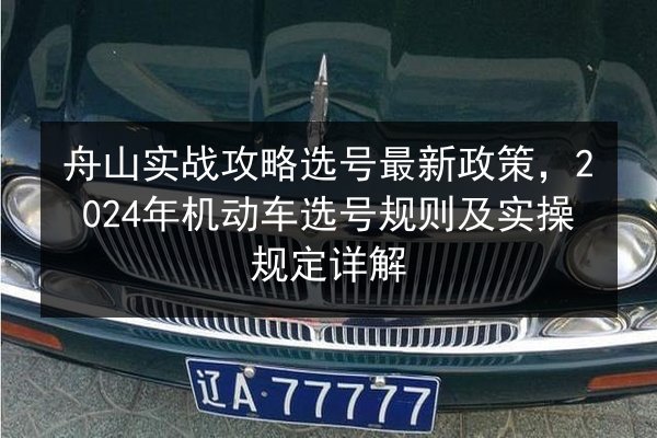 舟山实战攻略选号最新政策，2024年机动车选号规则及实操规定详解