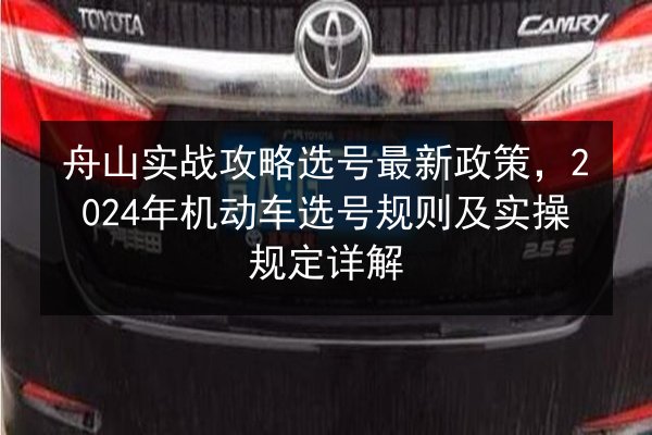 舟山实战攻略选号最新政策,2024年机动车选号规则及实操规定详解 第3张 舟山实战攻略选号最新政策,2024年机动车选号规则及实操规定详解 第3张