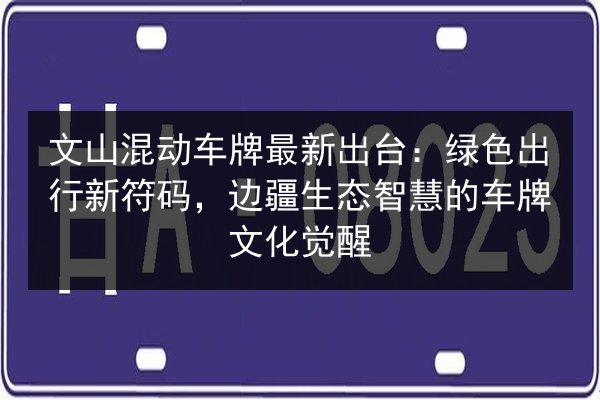 文山混动车牌最新出台：绿色出行新符码，边疆生态智慧的车牌文化觉醒
