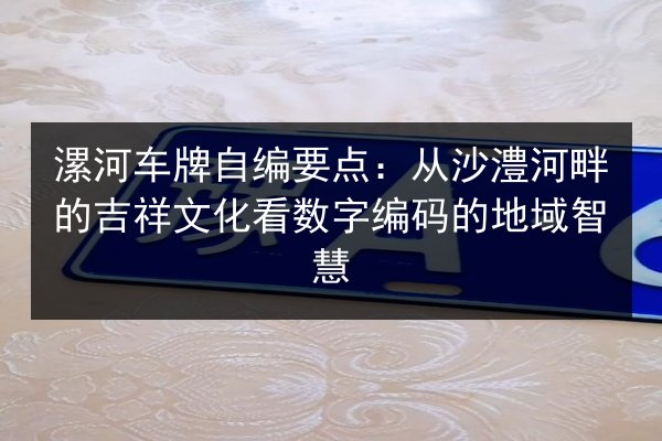 漯河车牌自编要点：从沙澧河畔的吉祥文化看数字编码的地域智慧