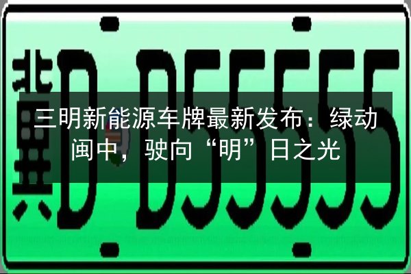 三明新能源车牌最新发布：绿动闽中，驶向“明”日之光