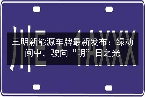 三明新能源车牌最新发布:绿动闽中,驶向“明”日之光 第3张 三明新能源车牌最新发布:绿动闽中,驶向“明”日之光 第3张