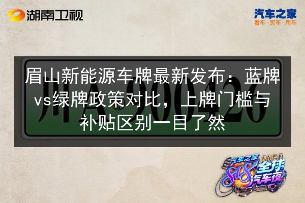 眉山新能源车牌最新发布：蓝牌vs绿牌政策对比，上牌门槛与补贴区别一目了然