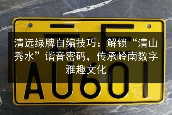 清远绿牌自编技巧:解锁“清山秀水”谐音密码,传承岭南数字雅趣文化 第3张 清远绿牌自编技巧:解锁“清山秀水”谐音密码,传承岭南数字雅趣文化 第3张