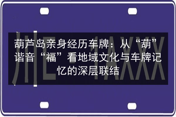 葫芦岛亲身经历车牌：从“葫”谐音“福”看地域文化与车牌记忆的深层联结 第3张