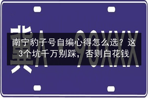 南宁豹子号自编心得怎么选？这3个坑千万别踩，否则白花钱 第2张