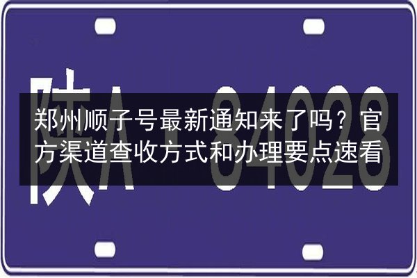 郑州顺子号最新通知来了吗？官方渠道查收方式和办理要点速看