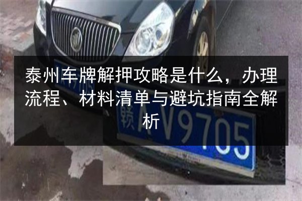 泰州车牌解押攻略是什么，办理流程、材料清单与避坑指南全解析 第2张