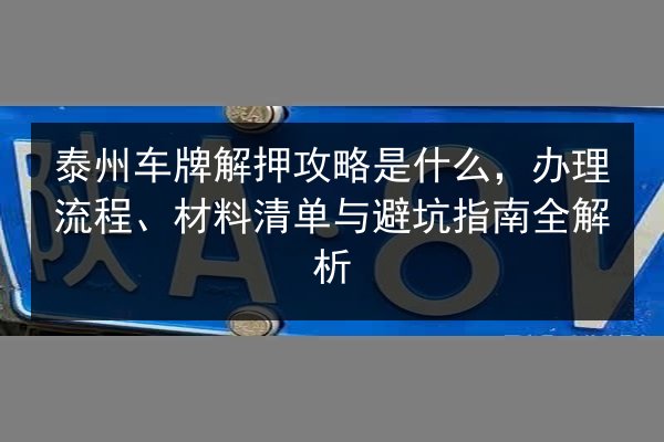 泰州车牌解押攻略是什么，办理流程、材料清单与避坑指南全解析 第3张