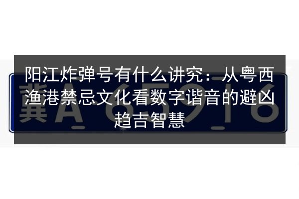 阳江炸弹号有什么讲究：从粤西渔港禁忌文化看数字谐音的避凶趋吉智慧 第3张