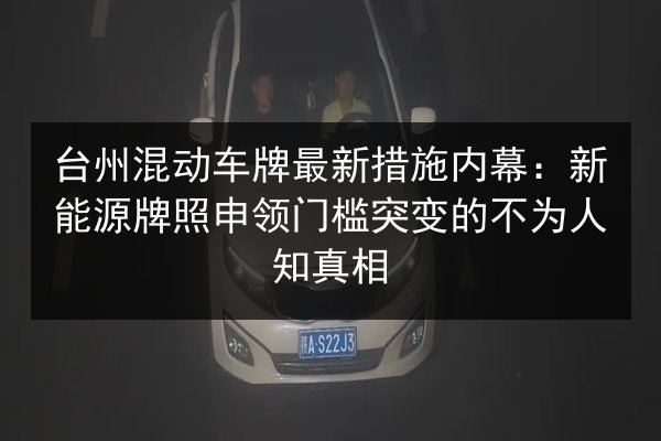 台州混动车牌最新措施内幕：新能源牌照申领门槛突变的不为人知真相 第2张