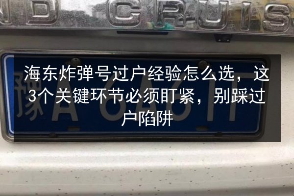 海东炸弹号过户经验怎么选，这3个关键环节必须盯紧，别踩过户陷阱