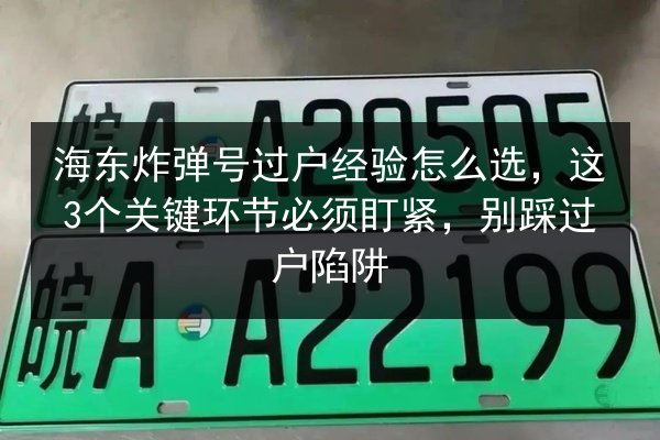 海东炸弹号过户经验怎么选，这3个关键环节必须盯紧，别踩过户陷阱 第2张