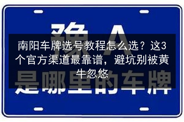 南阳车牌选号教程怎么选？这3个官方渠道最靠谱，避坑别被黄牛忽悠