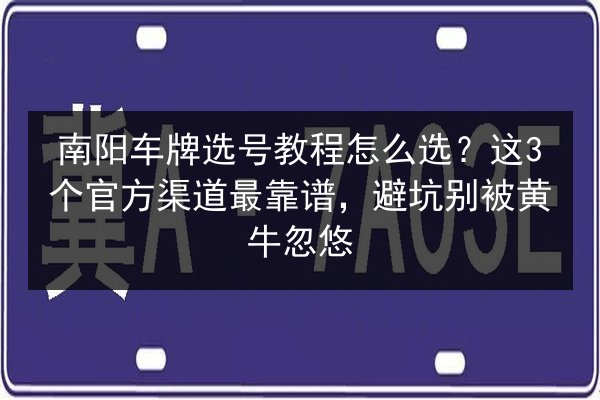 南阳车牌选号教程怎么选?这3个官方渠道最靠谱,避坑别被黄牛忽悠 第2张 南阳车牌选号教程怎么选?这3个官方渠道最靠谱,避坑别被黄牛忽悠 第2张