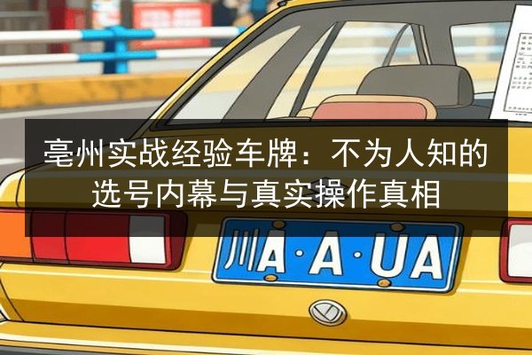 亳州实战经验车牌：不为人知的选号内幕与真实操作真相 第2张