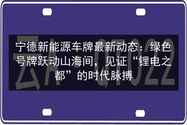 宁德新能源车牌最新动态:绿色号牌跃动山海间,见证“锂电之都”的时代脉搏 第3张 宁德新能源车牌最新动态:绿色号牌跃动山海间,见证“锂电之都”的时代脉搏 第3张