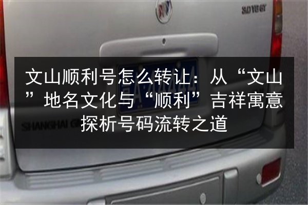 文山顺利号怎么转让:从“文山”地名文化与“顺利”吉祥寓意探析号码流转之道 第3张 文山顺利号怎么转让:从“文山”地名文化与“顺利”吉祥寓意探析号码流转之道 第3张